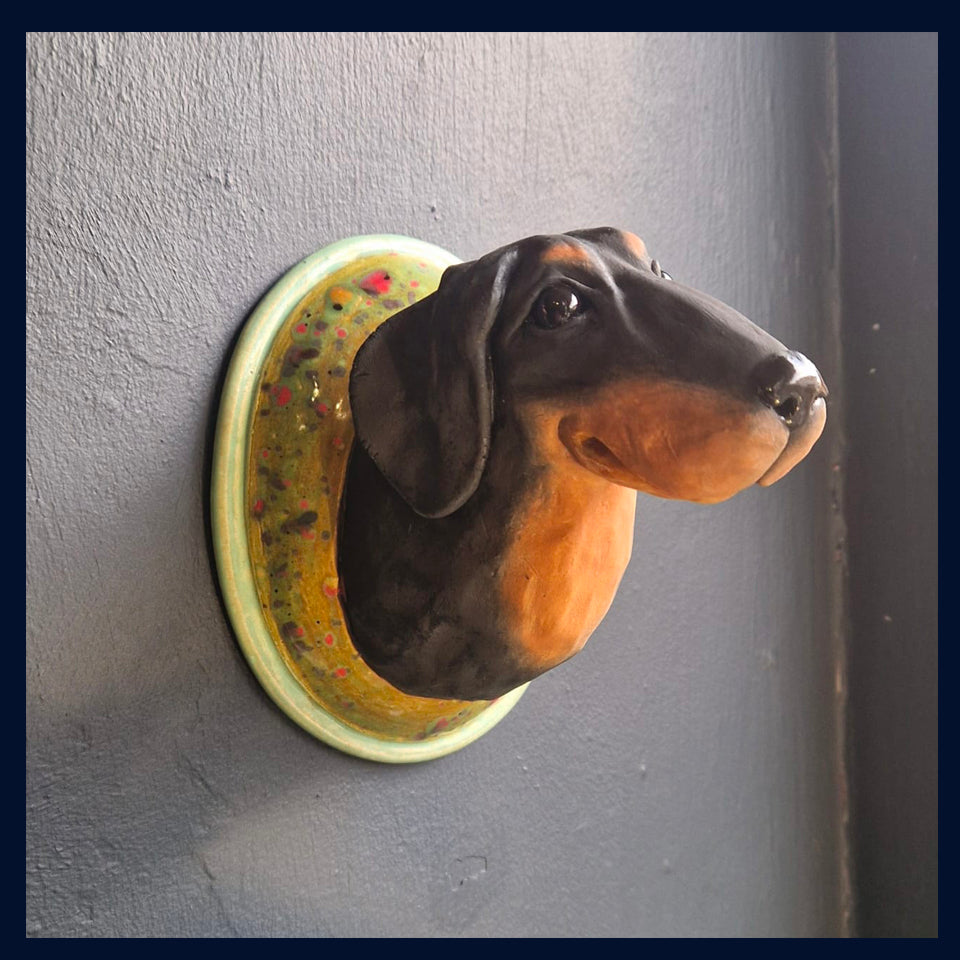Dachshund Ceramic Wall Dog Sculpture - Helen Higgins