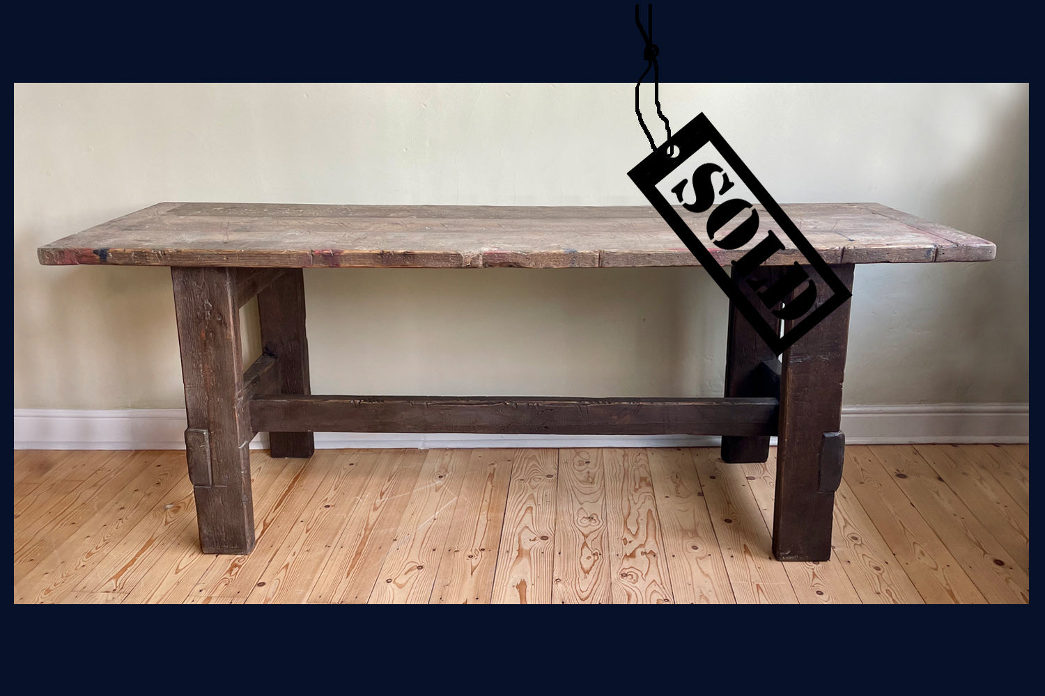 SOLD Wonderland Furniture Collection: Large Rustic Vintage Workbench Side Table