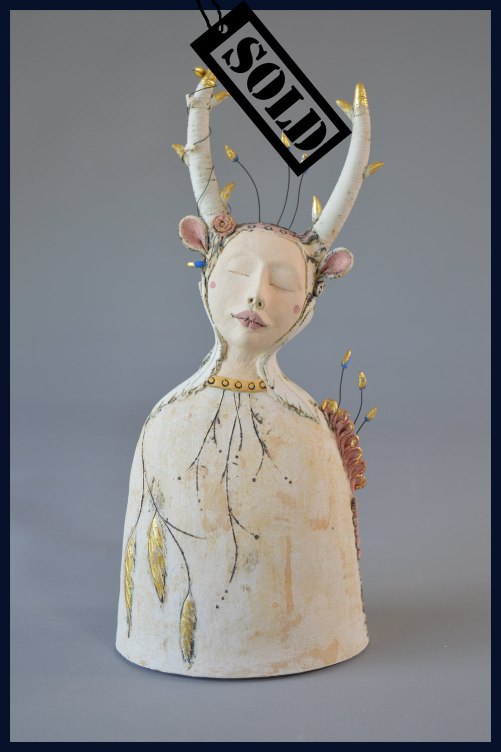 SOLD 'Enchanted' Figurative Ceramic Sculpture by Jean Tolkovsky
