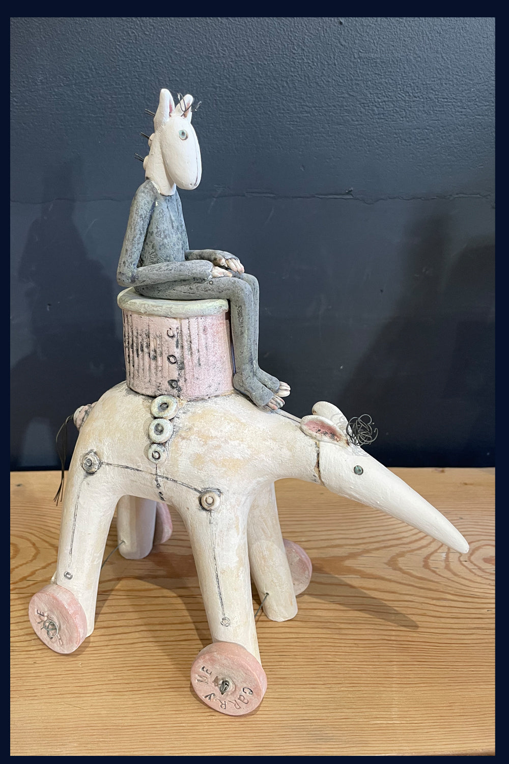 'Donkey and Friend' Figurative Ceramic Sculpture by Jean Tolkovsky