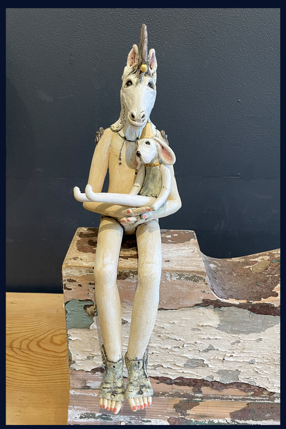 'Best Friends' Figurative Ceramic Sculpture by Jean Tolkovsky