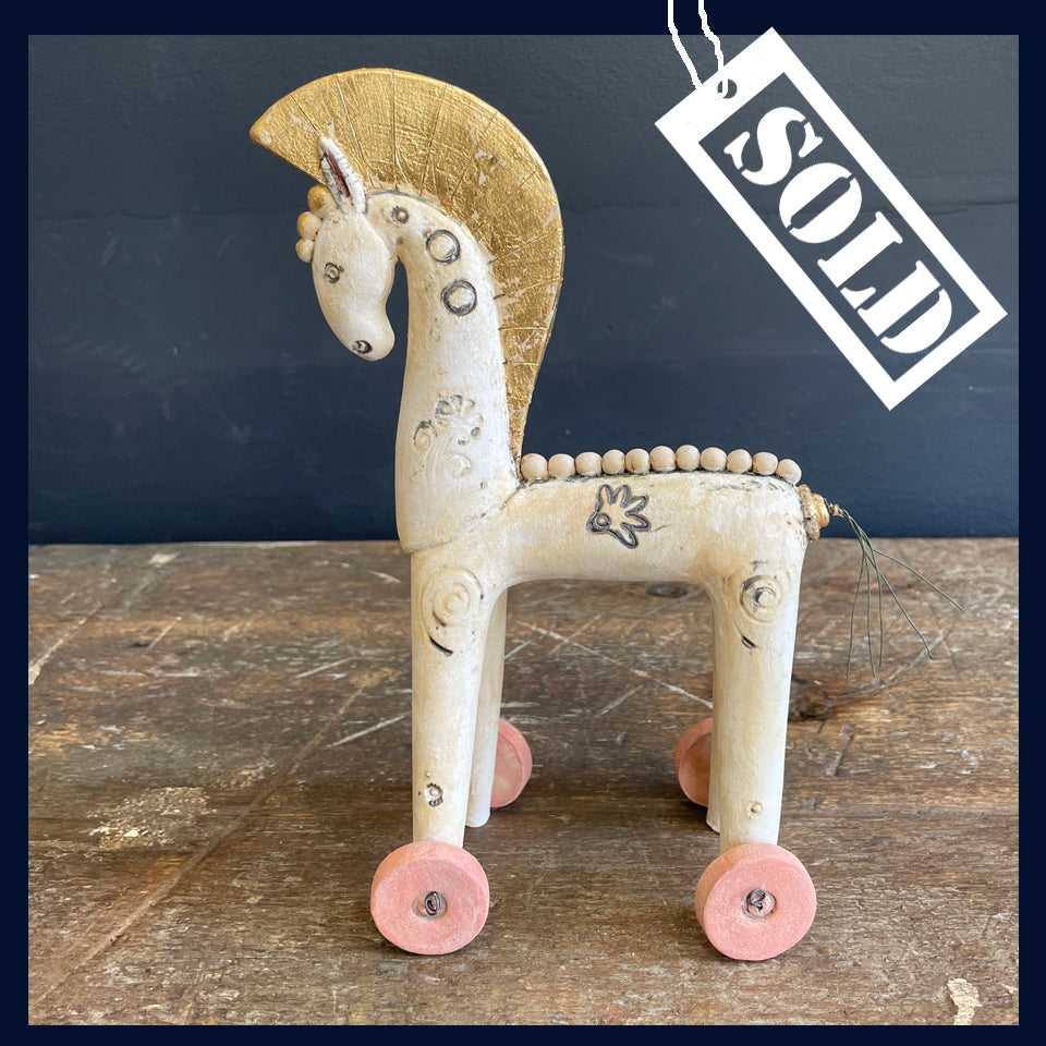 SOLD 'Etruscan Horse' Ceramic Horse Sculpture by Jean Tolkovsky (2)
