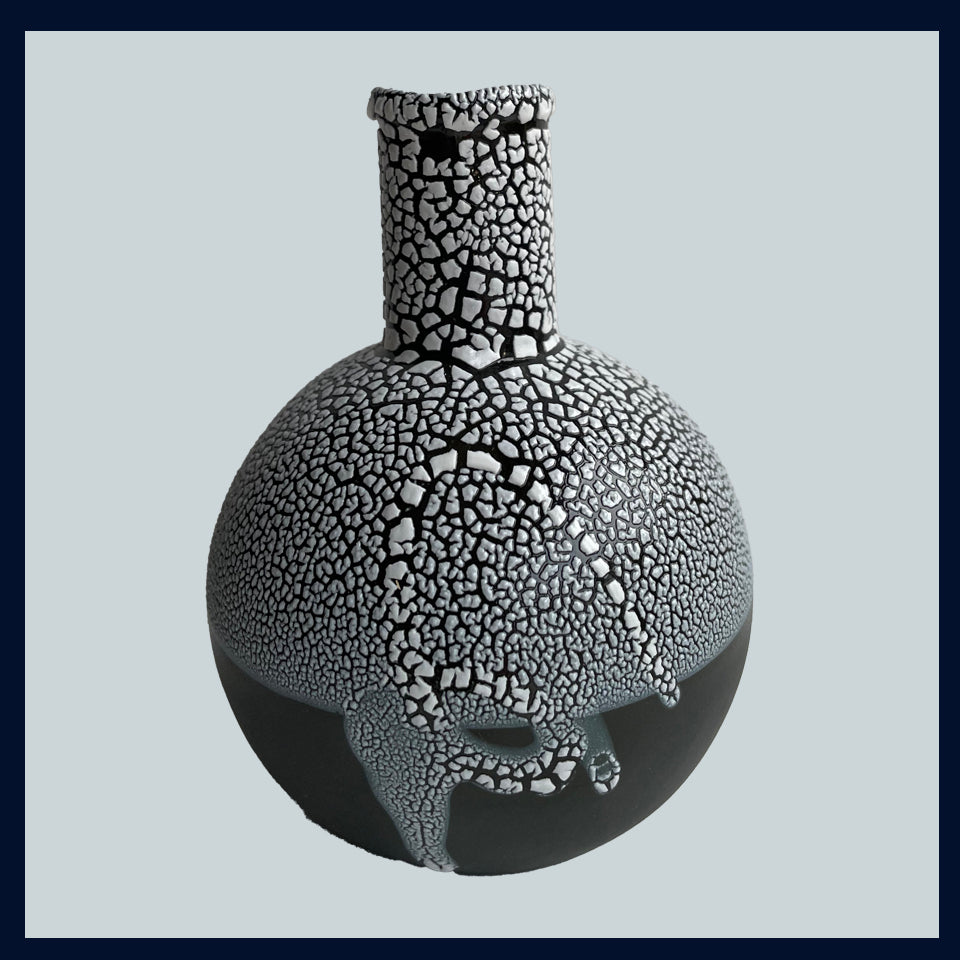 Small Ball Flask Vase 2: Ceramic Sculpture by Jillian Riley