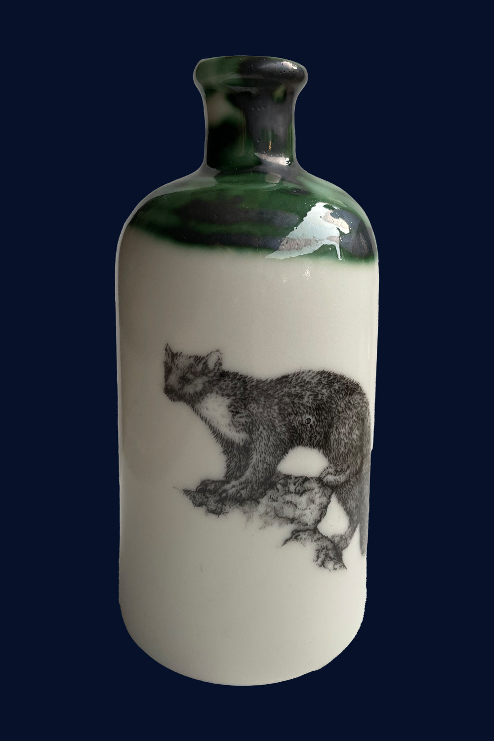 Pine Marten Flask Vase: Ceramic Sculpture by Jillian Riley
