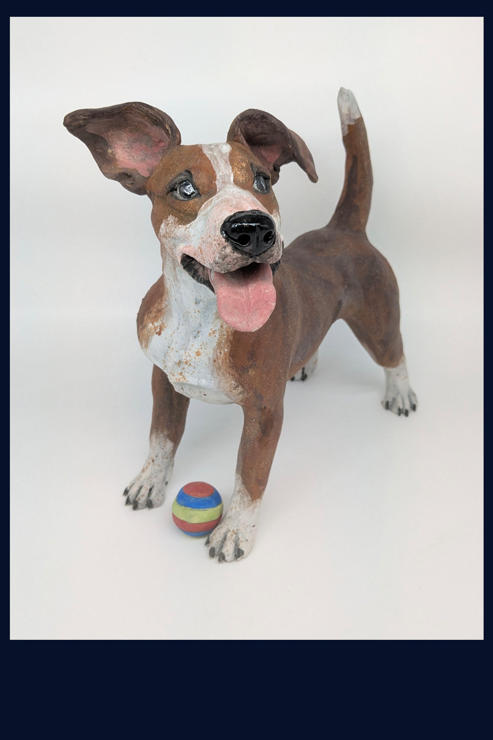 Mutt with Ball - Stoneware Sculpture by Joanne Cooke