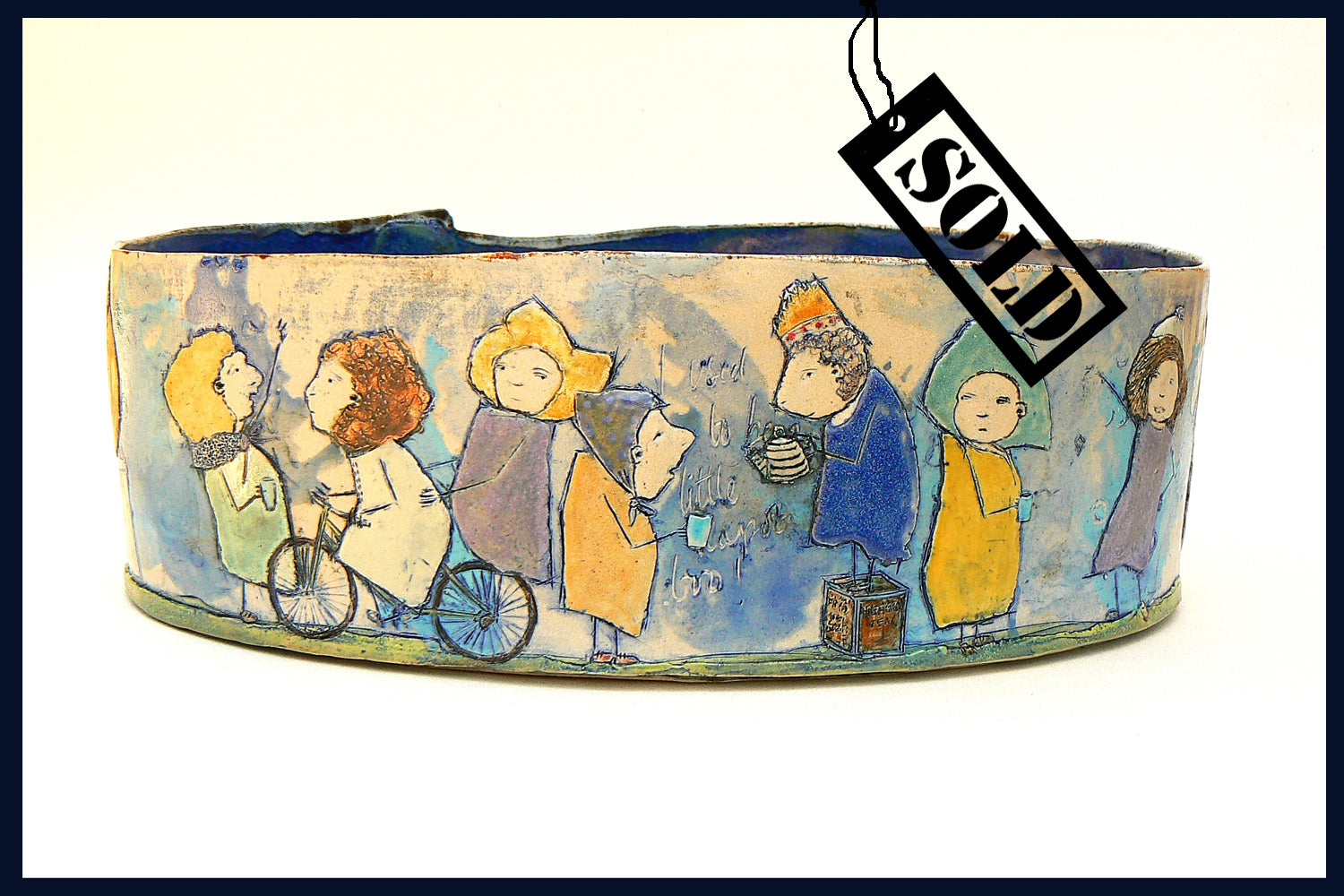 SOLD I use to be a little teapot - Large Oval Ceramic Bowl by Katherine Kingdon (7)