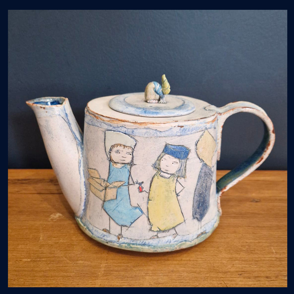 Indecipherable - Medium Ceramic Teapot by Katherine Kingdon