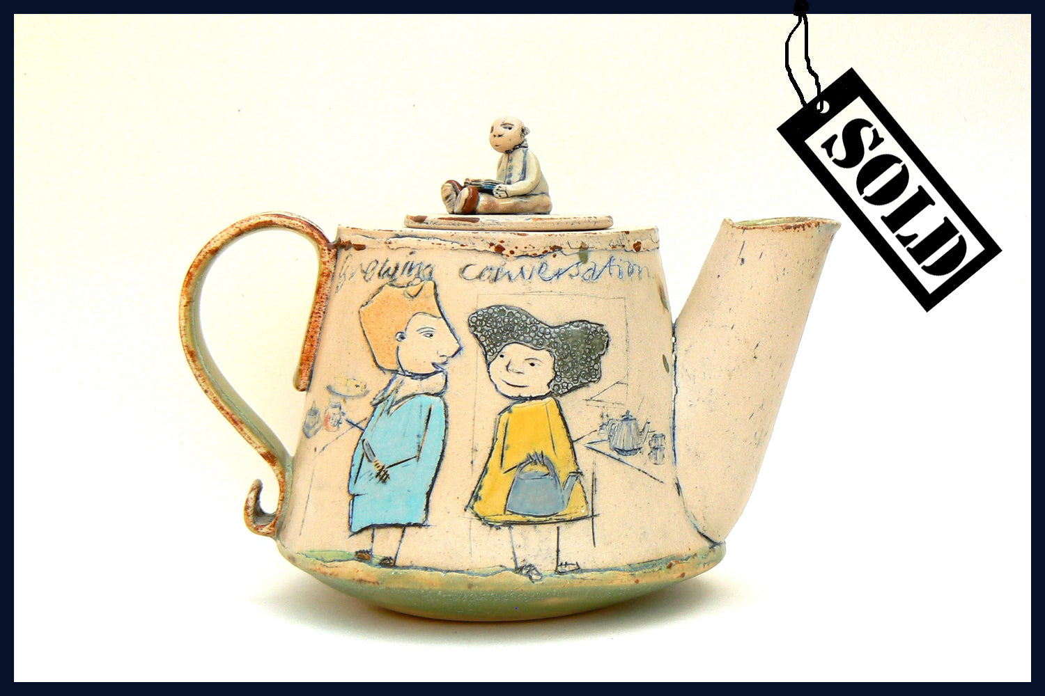 SOLD Brewing Conversation - Ceramic Teapot by Katherine Kingdon (5)