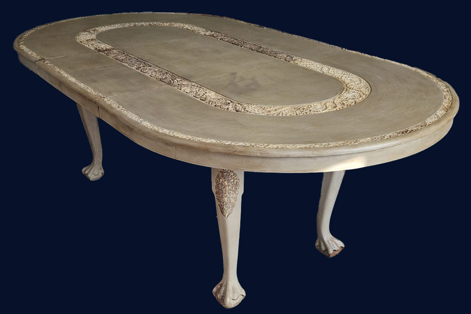 Large Carved & Painted Victorian Oval Table