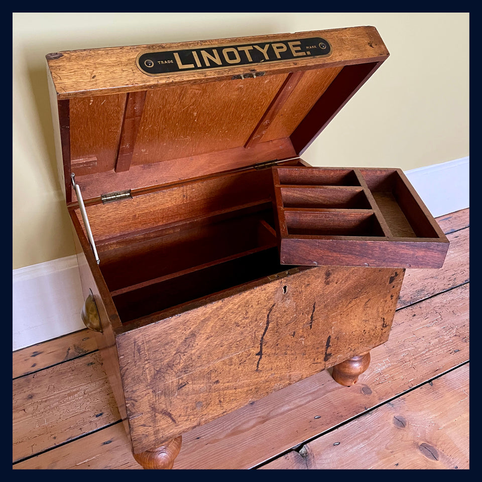 SOLD Wonderland Furniture Collection: Vintage Printers Linotype Wooden Box Table