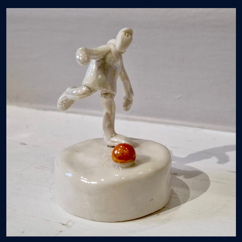 Ceramic Miniaturist Andrew Bull - man playing football