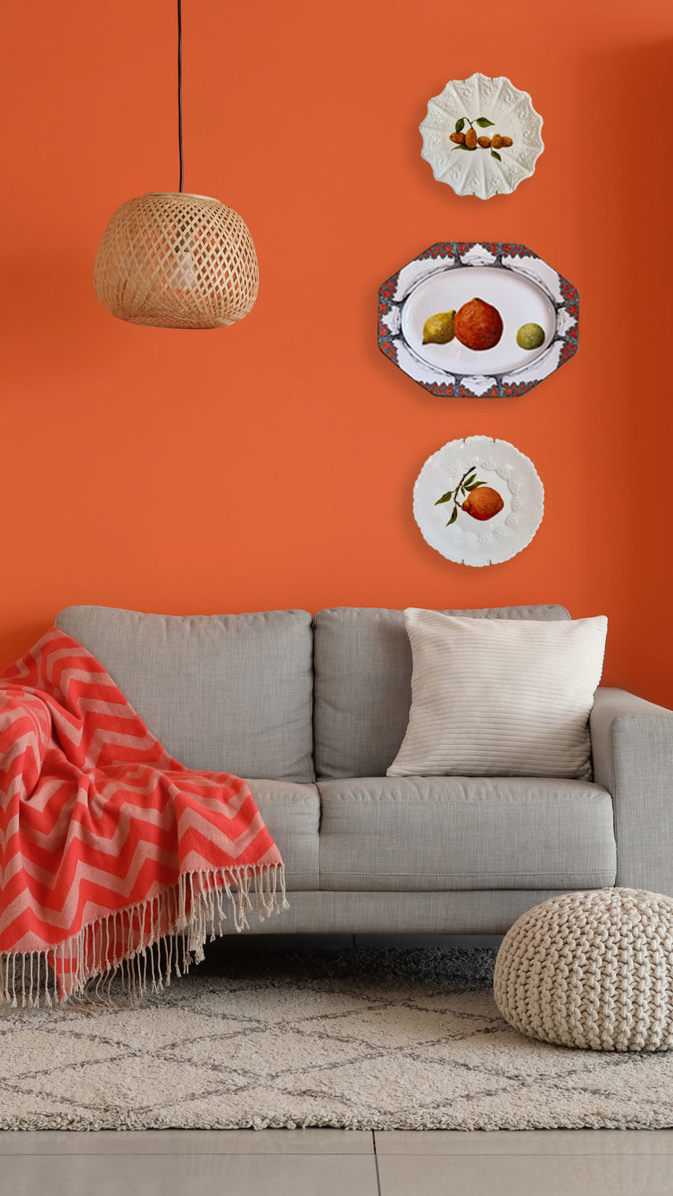 Plated: original fine art oil painting on an ornate antique plate - mandarin orange