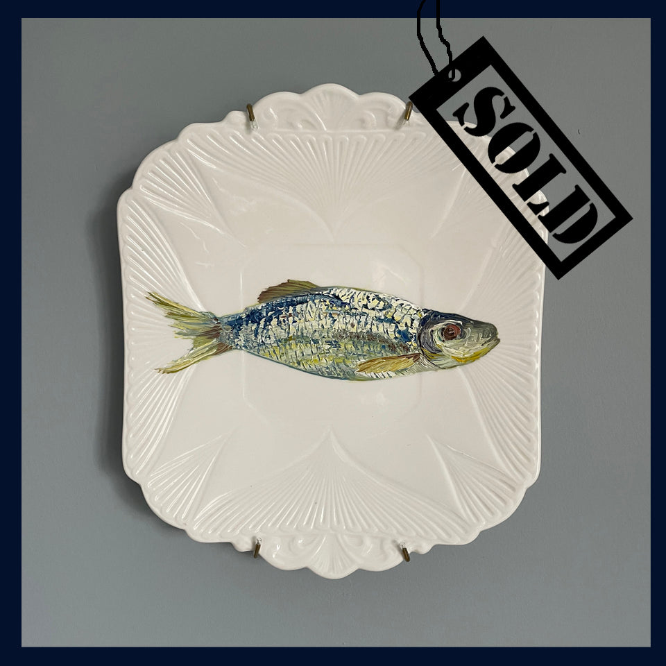 SOLD Plated: original fine art oil painting on a vintage plate - Roach