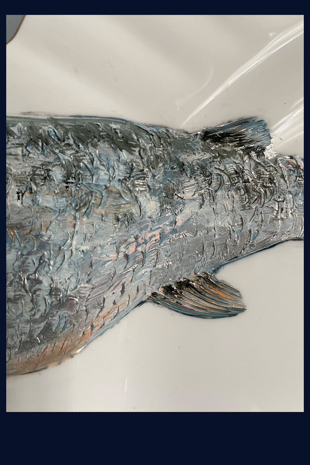 SOLD - Plated: original fine art oil painting on a vintage plate - Salmon