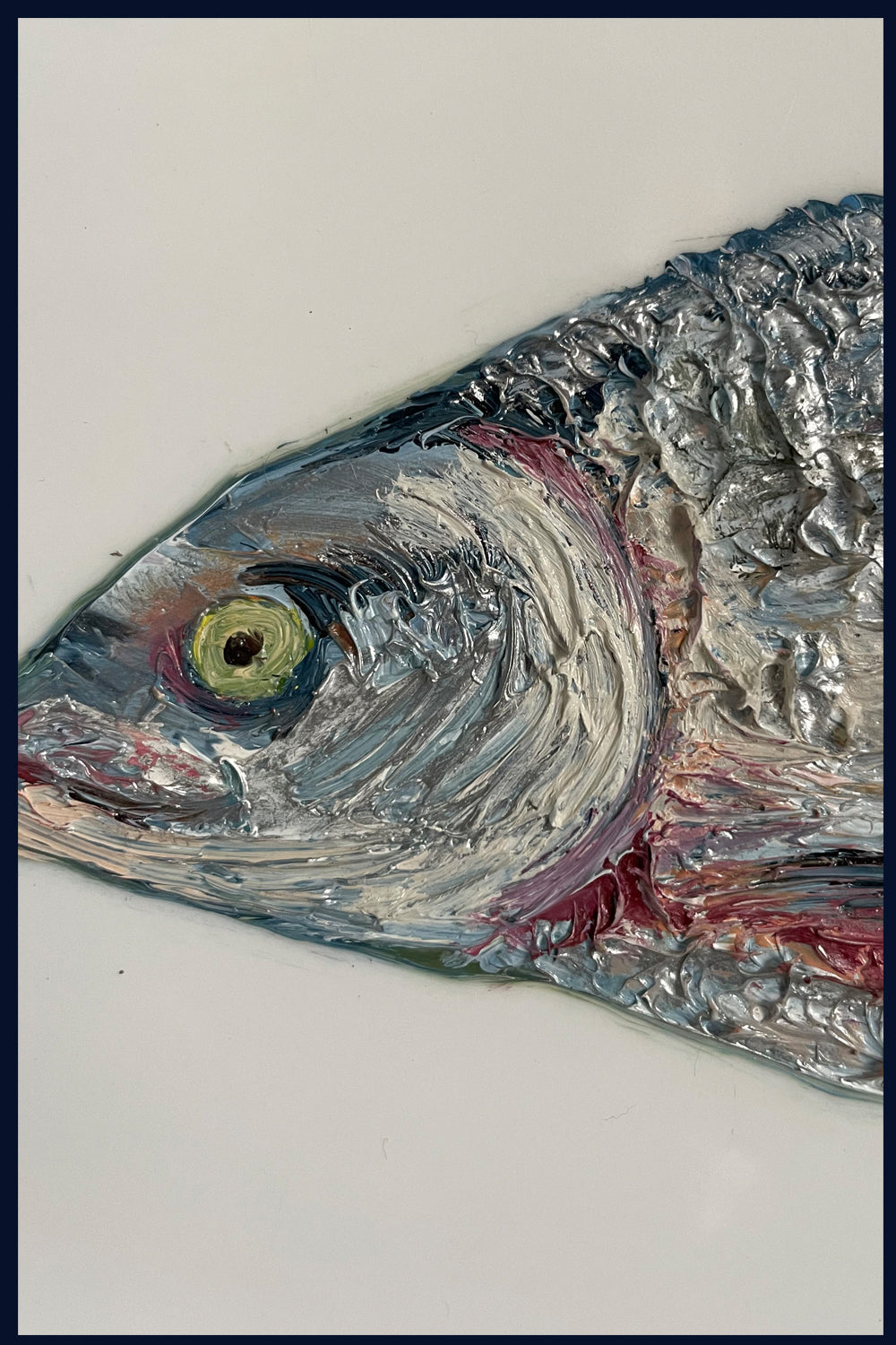SOLD - Plated: original fine art oil painting on a vintage plate - Salmon
