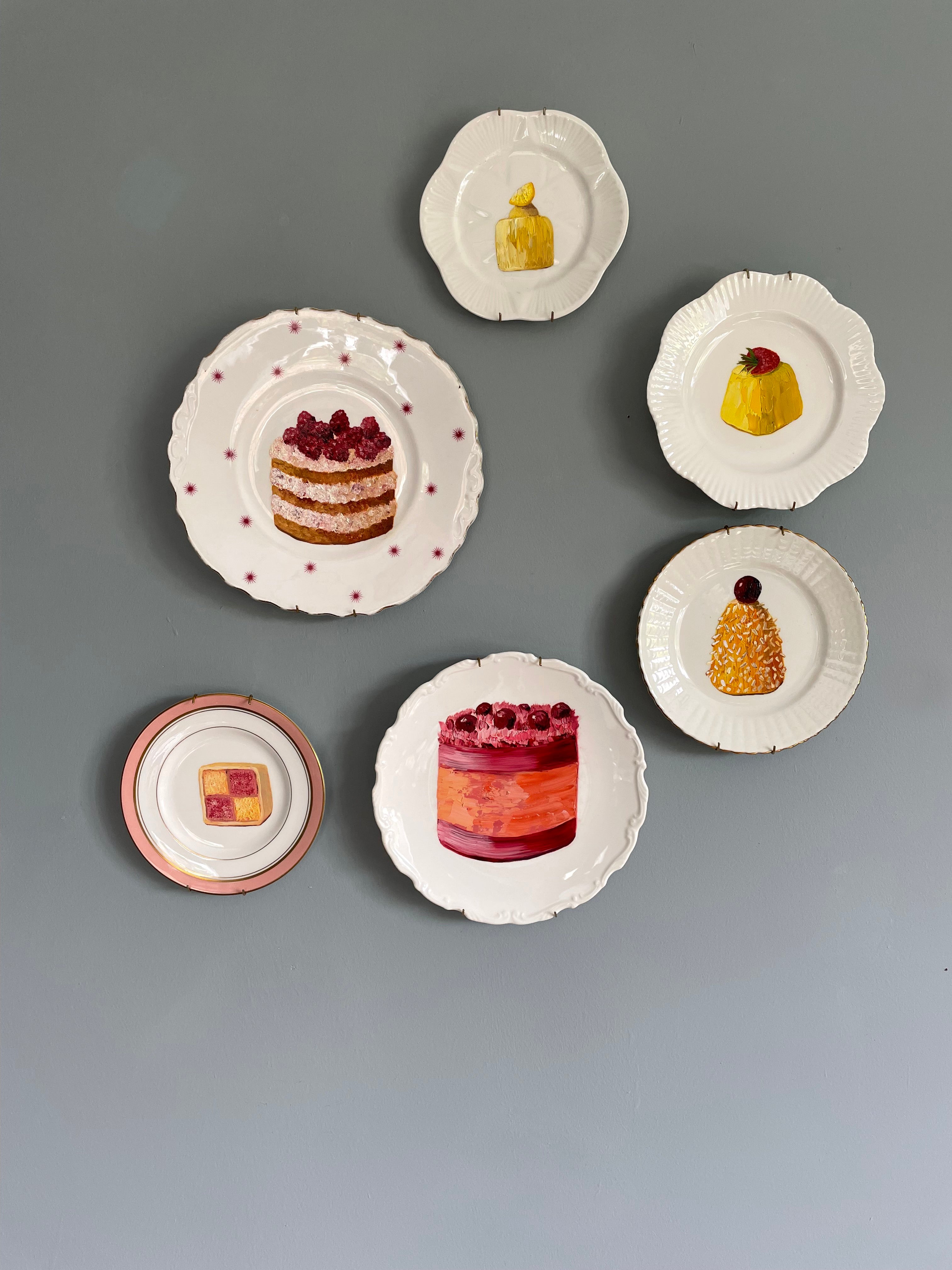 Battenburg Slice Original Oil Painting On Royal Worchester China Tea Plate