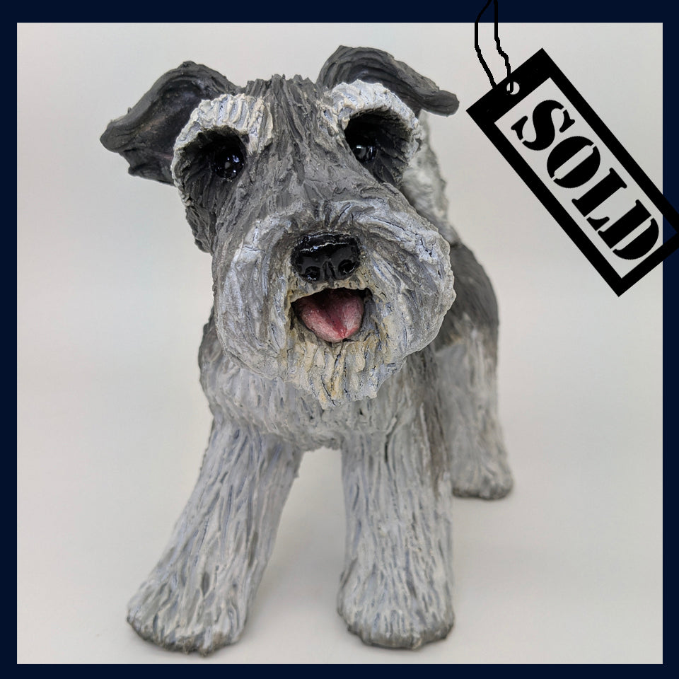 SOLD Schnauzer - Stoneware Sculpture by Joanne Cooke