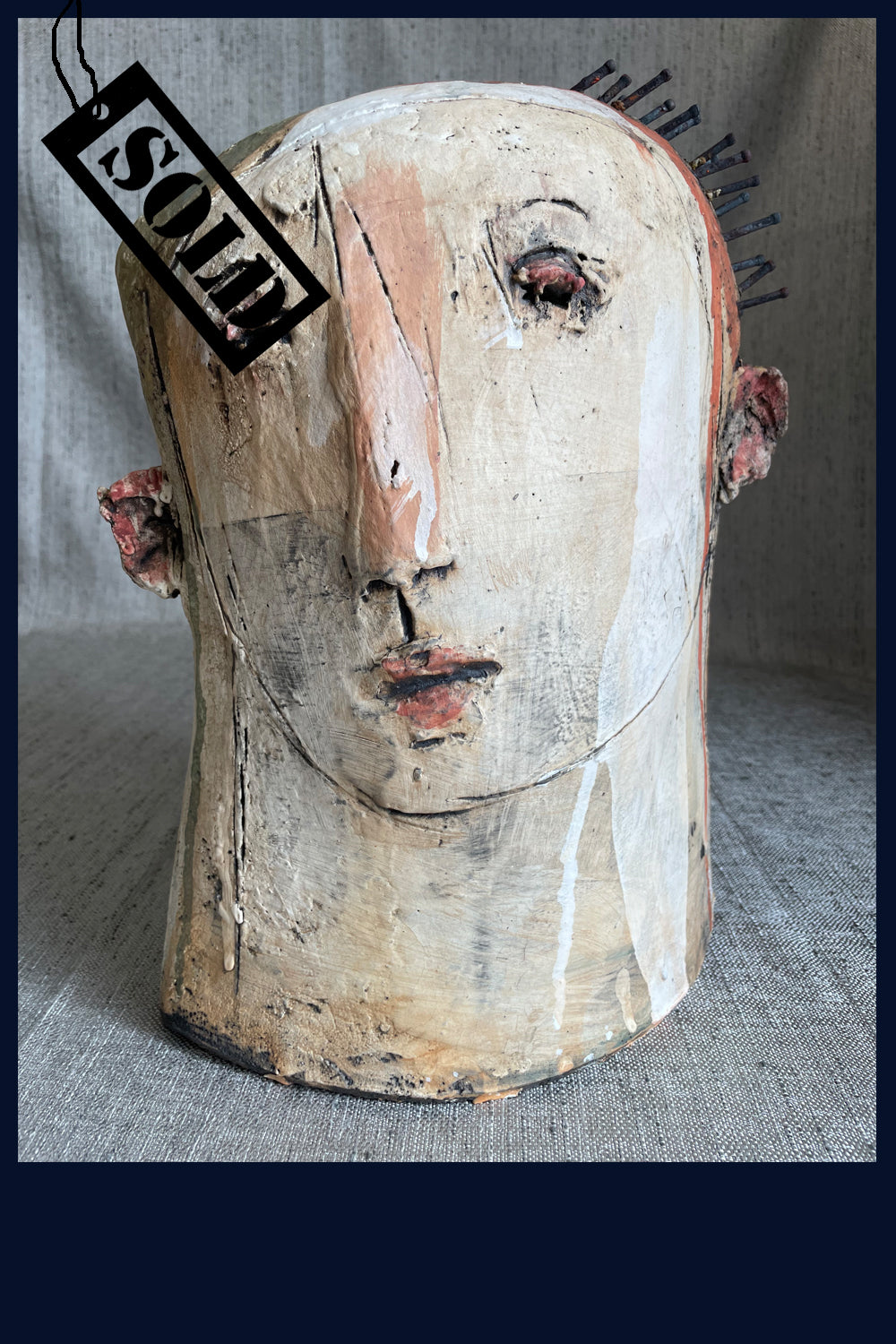 SOLD Head (5) Ceramic Sculpture by Christy Keeney