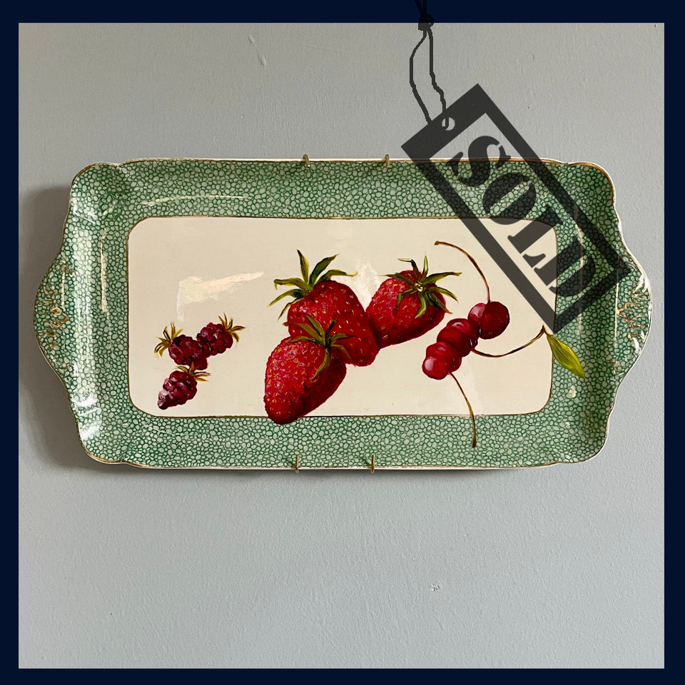 SOLD Summer fruit medley - original oil painting on a vintage J&G Meakin sandwich plate
