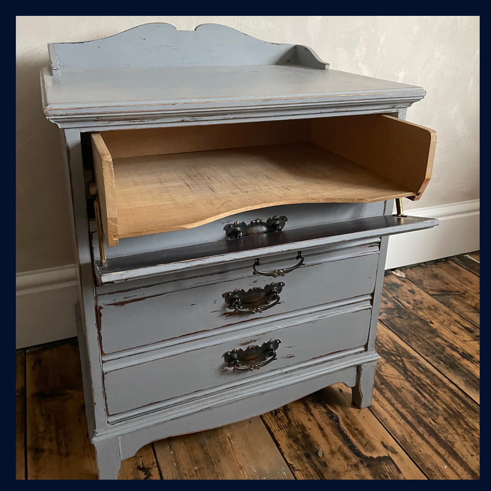 SOLD Wonderland Furniture Collection: Antique Stones Music Cabinet with Patented Drop Down Drawers