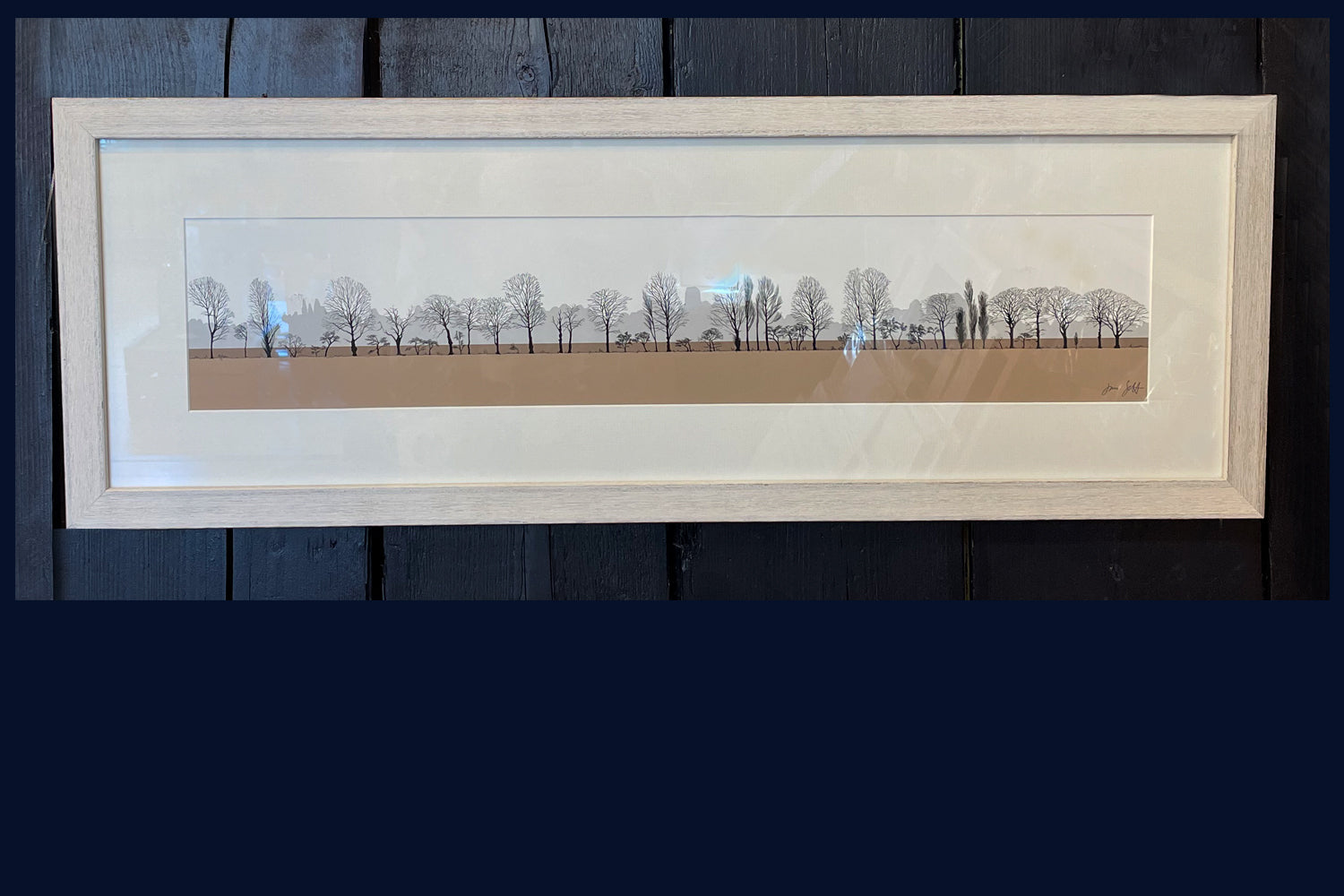 Framed Tree Parade, Tilney All Saints, Norfolk. Arboretum Colour Block Collection Fine Art Print - available in 9 colours