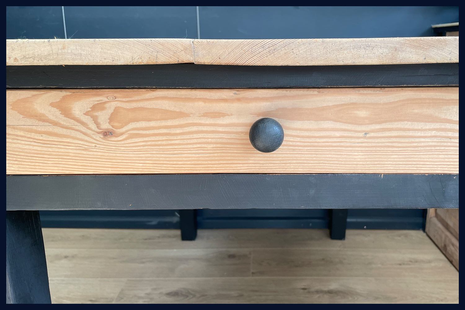 Victorian Pine Kitchen Table with Cutlery Drawer - Refurbished