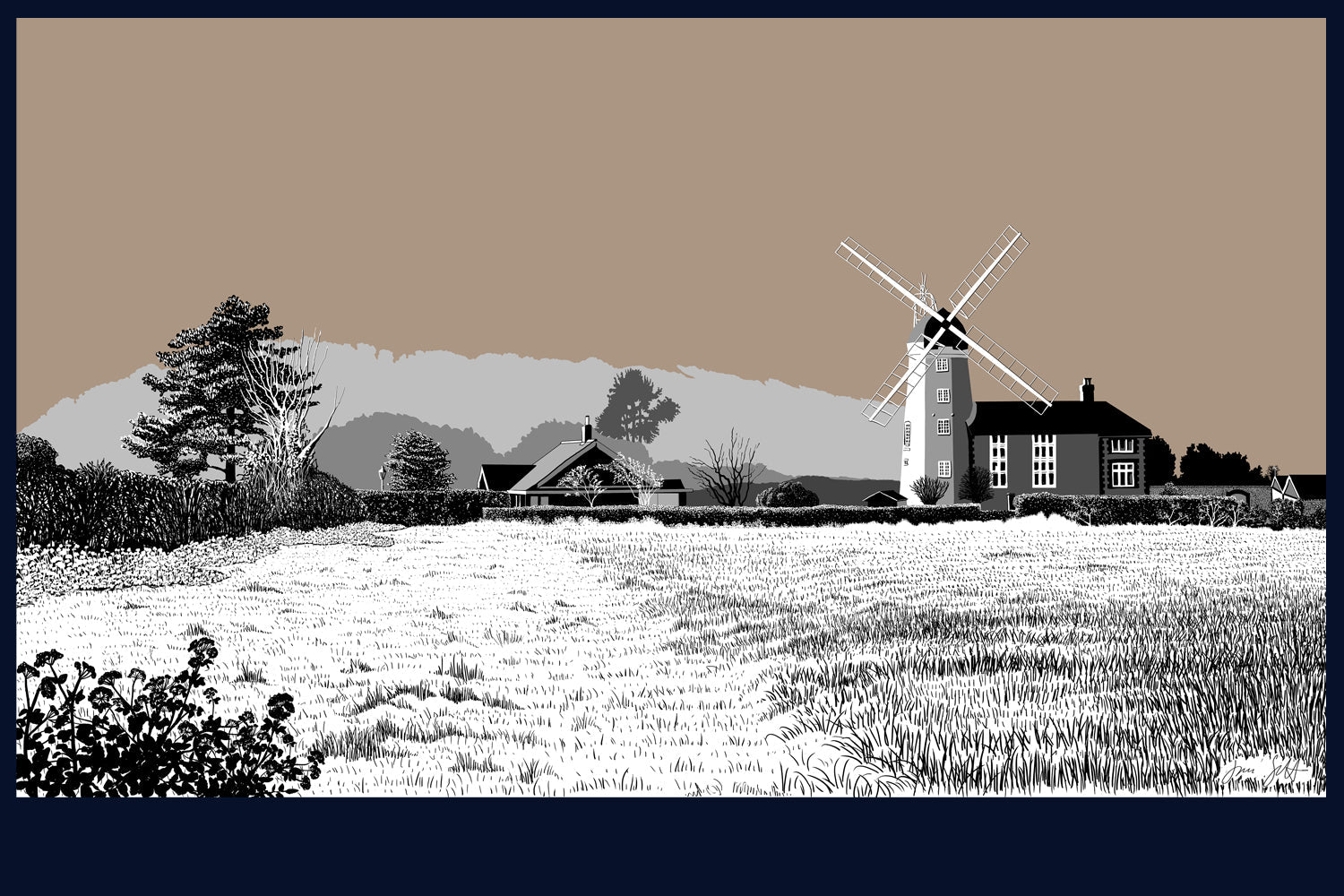 Framed Weybourne Windmill, Norfolk. Land Song Fine Art Print - available in 10 colours