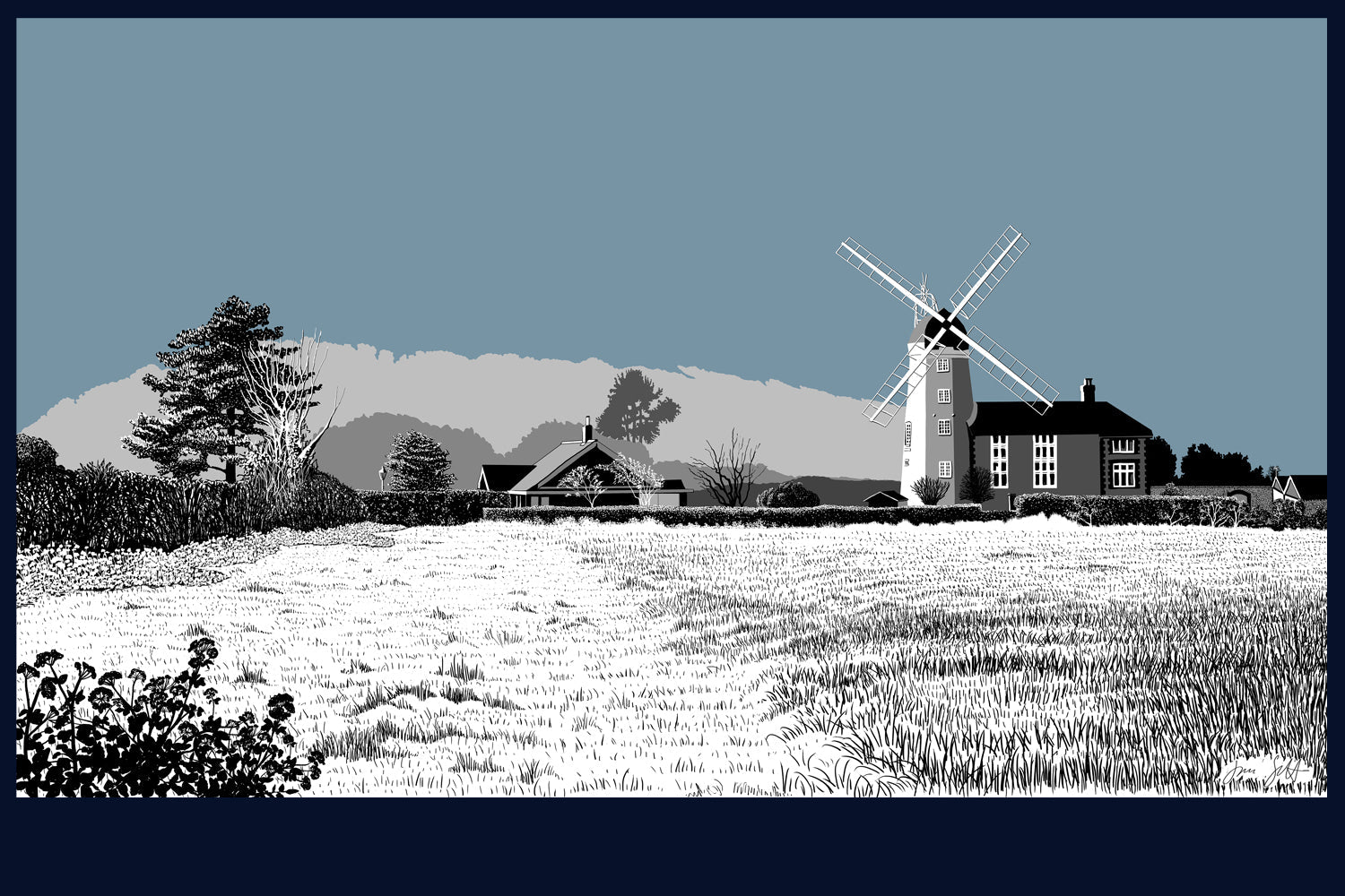 Framed Weybourne Windmill, Norfolk. Land Song Fine Art Print - available in 10 colours