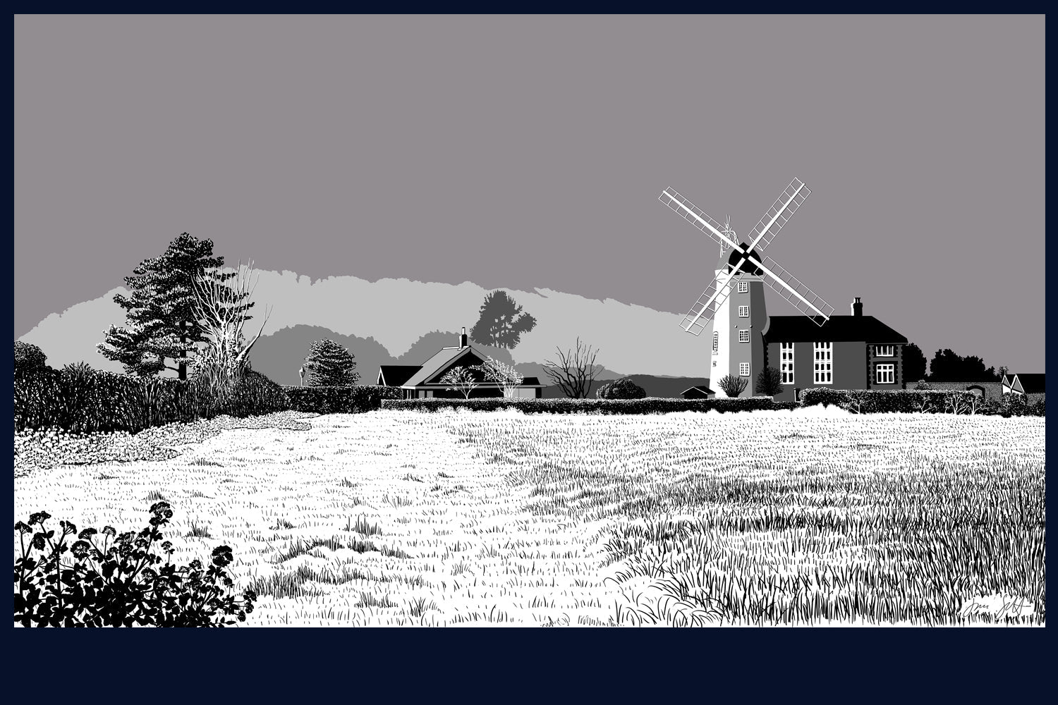 Framed Weybourne Windmill, Norfolk. Land Song Fine Art Print - available in 10 colours