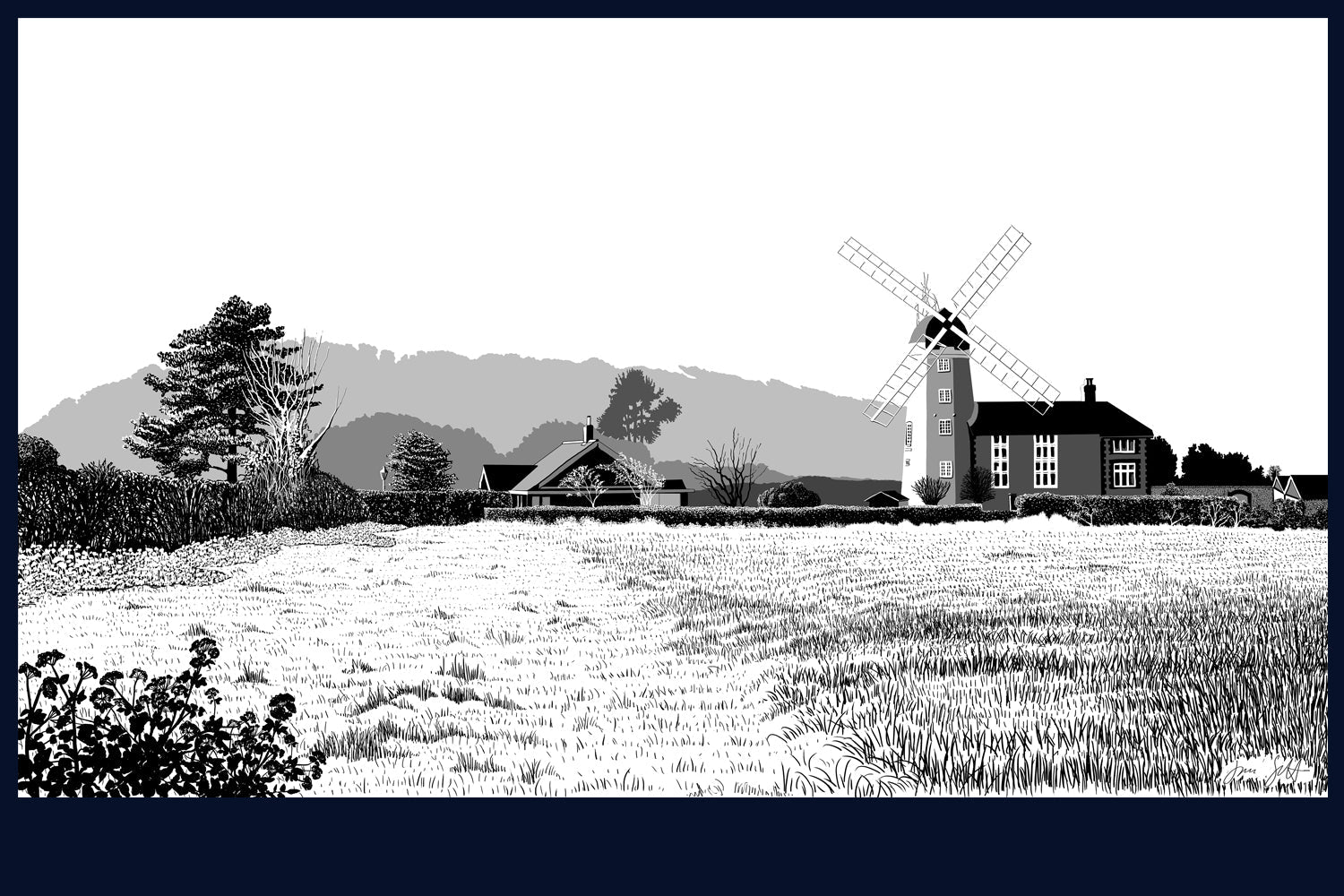 Framed Weybourne Windmill, Norfolk. Land Song Fine Art Print - available in 10 colours