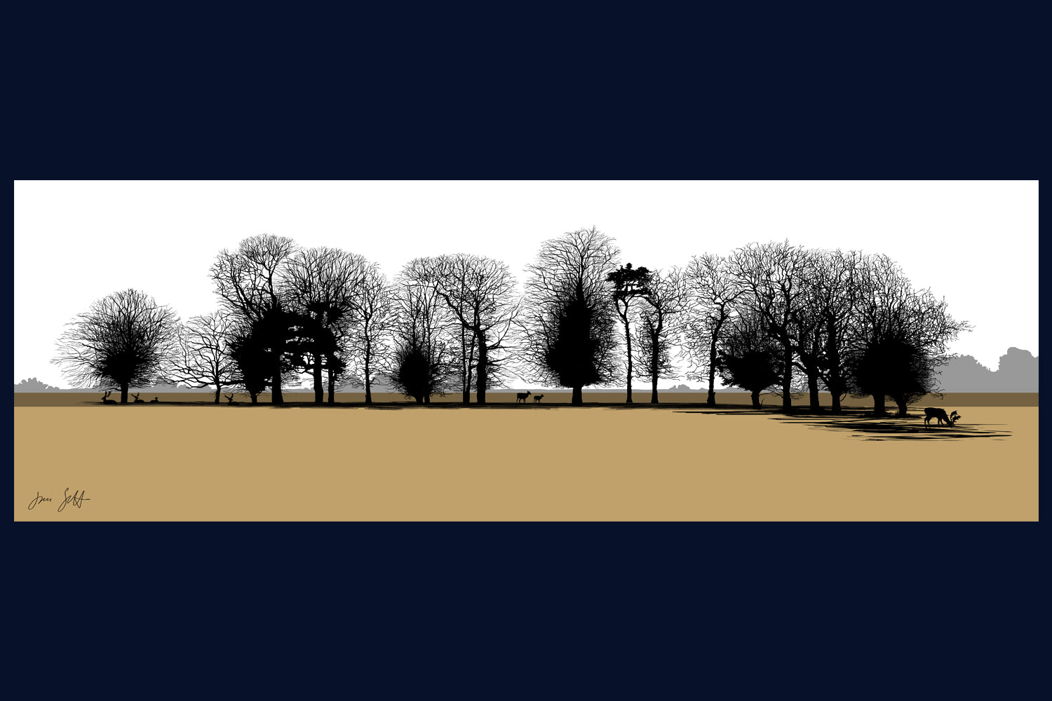 Framed View from Gunton Arms, Norfolk. Arboretum Colour Block Collection Fine Art Print - available in 9 colours