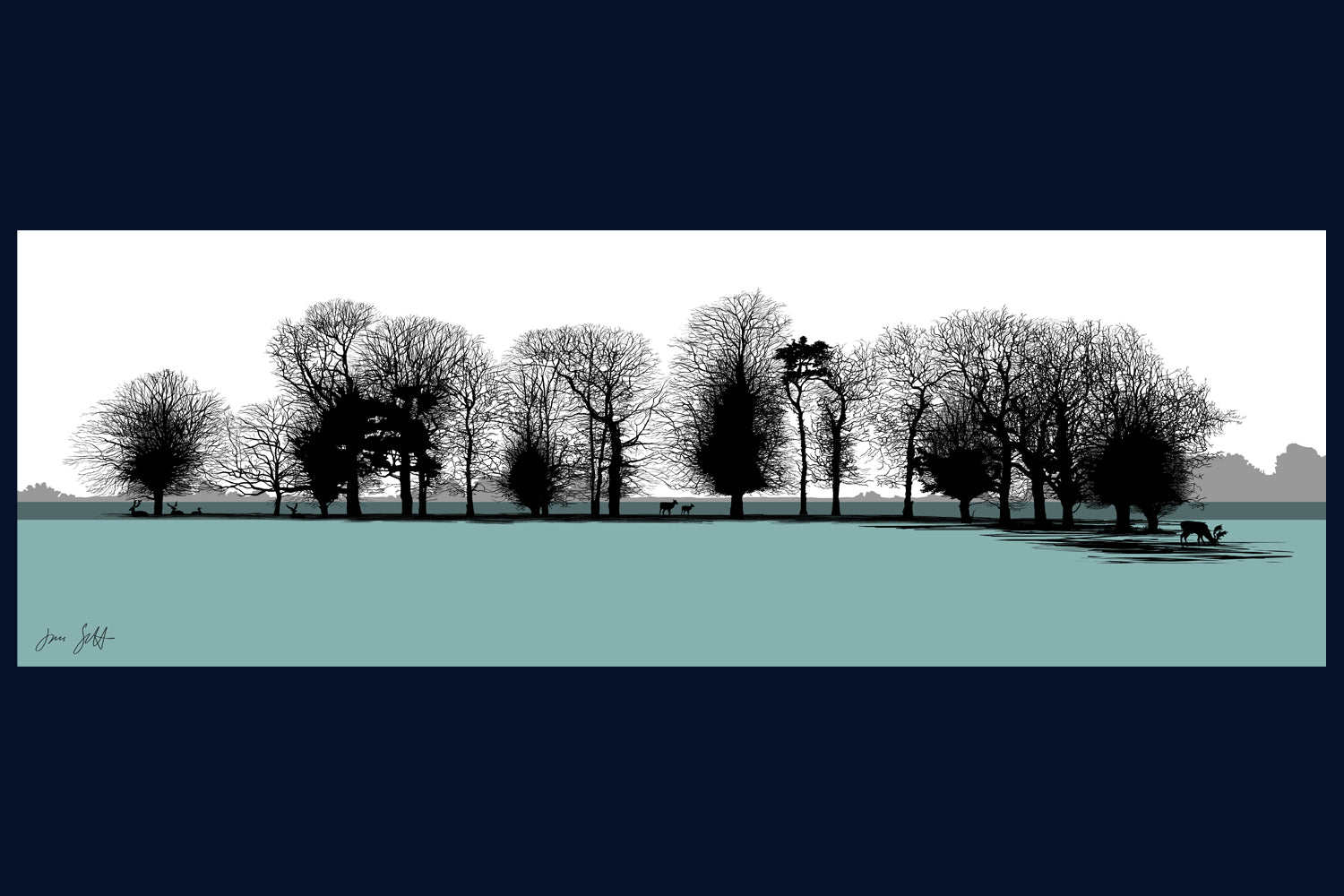 View from Gunton Arms, Norfolk. Arboretum Colour Block Collection Fine Art Print - available in 9 colours