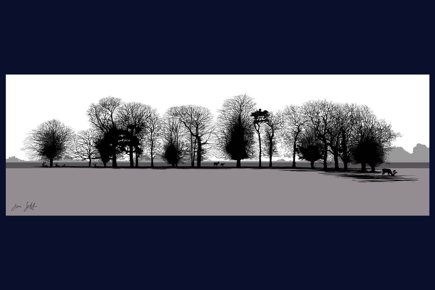 Framed View from Gunton Arms, Norfolk. Arboretum Colour Block Collection Fine Art Print - available in 9 colours