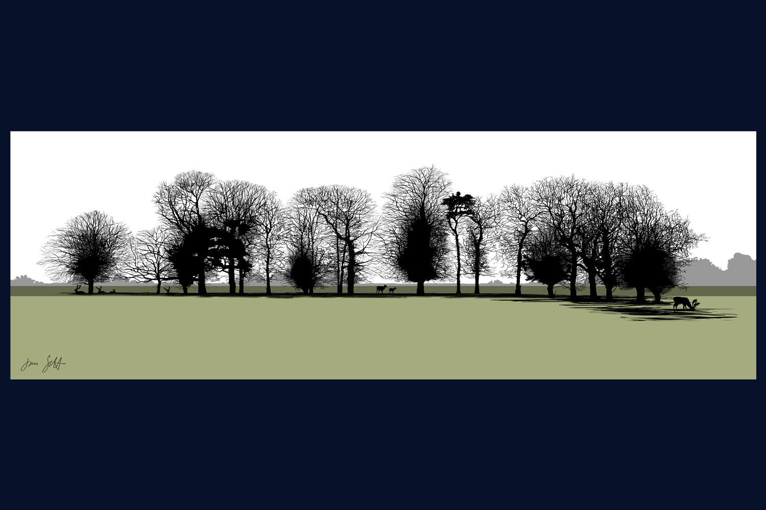 View from Gunton Arms, Norfolk. Arboretum Colour Block Collection Fine Art Print - available in 9 colours