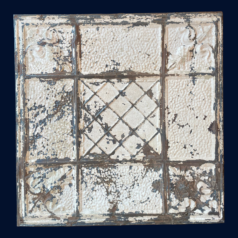 Framed Antique USA Tin Ceiling Tile (133)