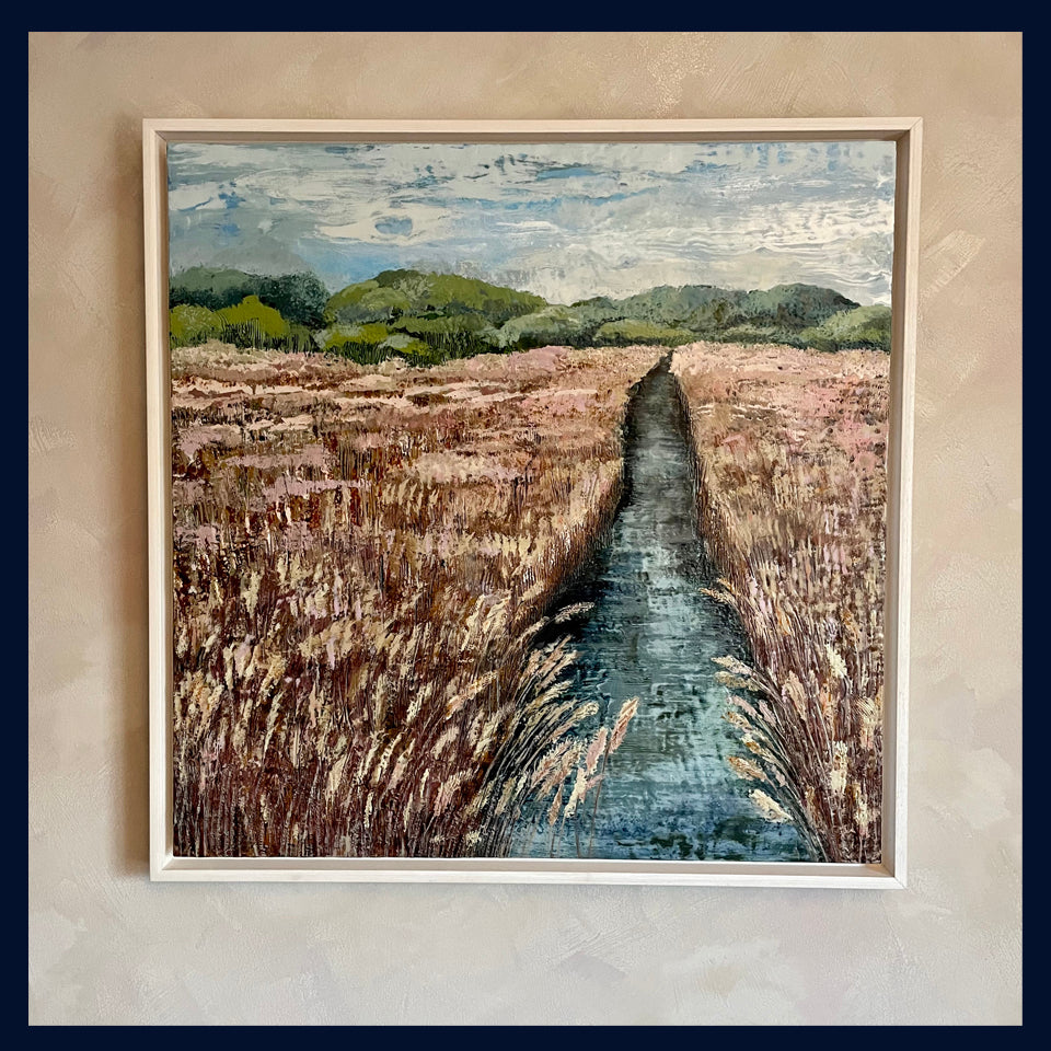 Linear Lands Collection: Cley Marshes, Norfolk. Original Oil & Wax Painting