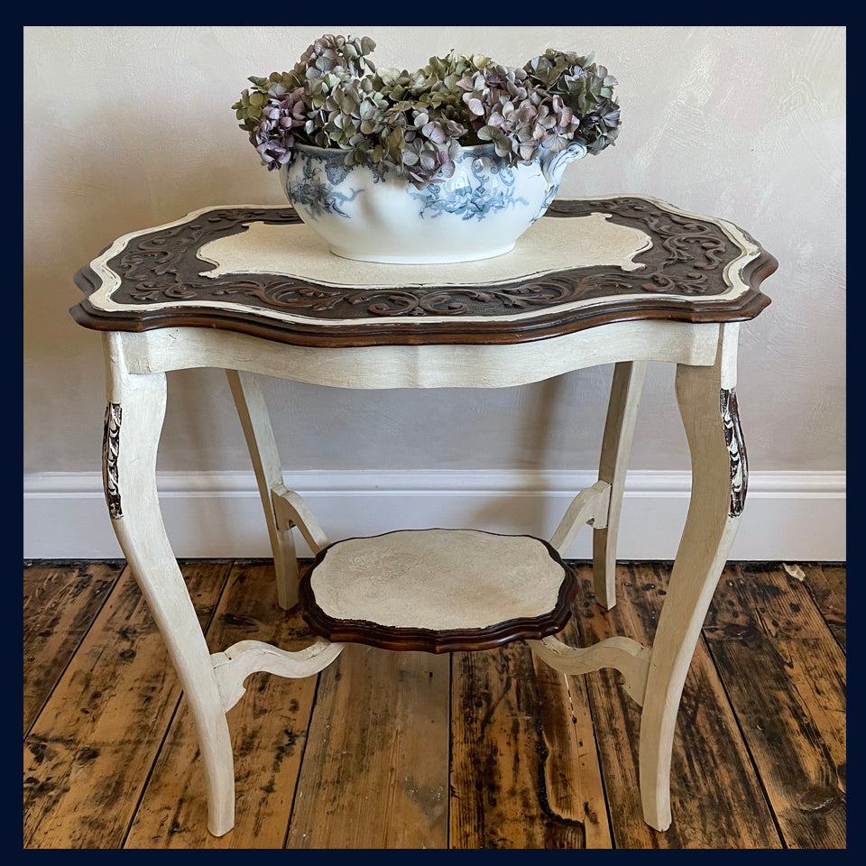 REDUCED Wonderland Furniture Collection: Painted Victorian Carved Mahogany Table
