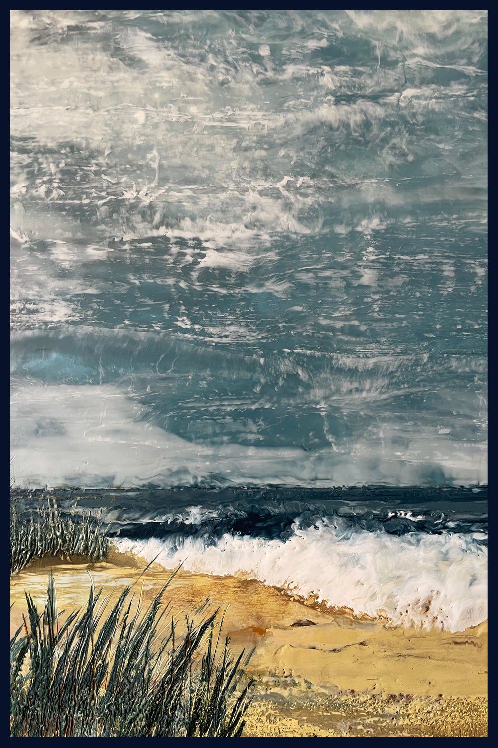 Linear Lands Collection: High Tide, Holkham, Norfolk. Original Oil & Wax Painting