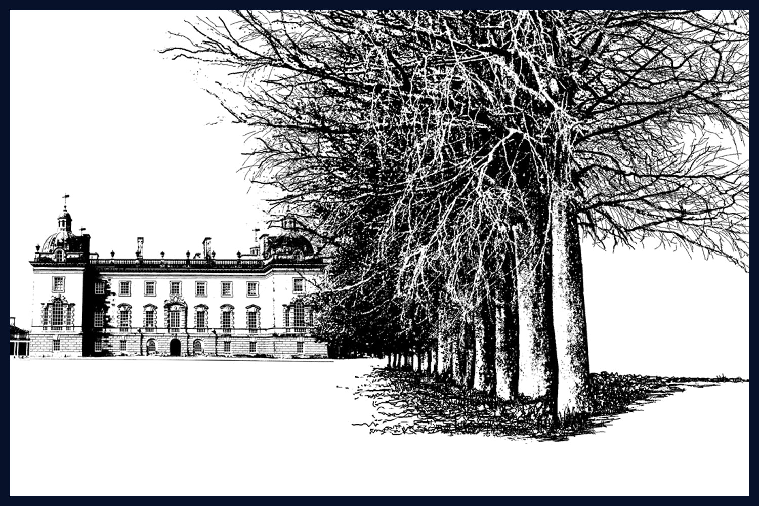 Houghton Hall: West Perspective, Norfolk. Limited edition fine art print by Jac Scott