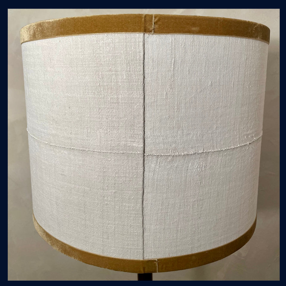 Raw Luxe Collection: Antique Hand Woven Linen Drum Shade with Gold Lining (4)