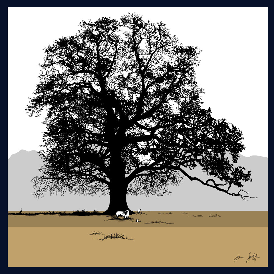 Oak and sheep at Blickling, Norfolk. Fine art print by Jac Scott.
