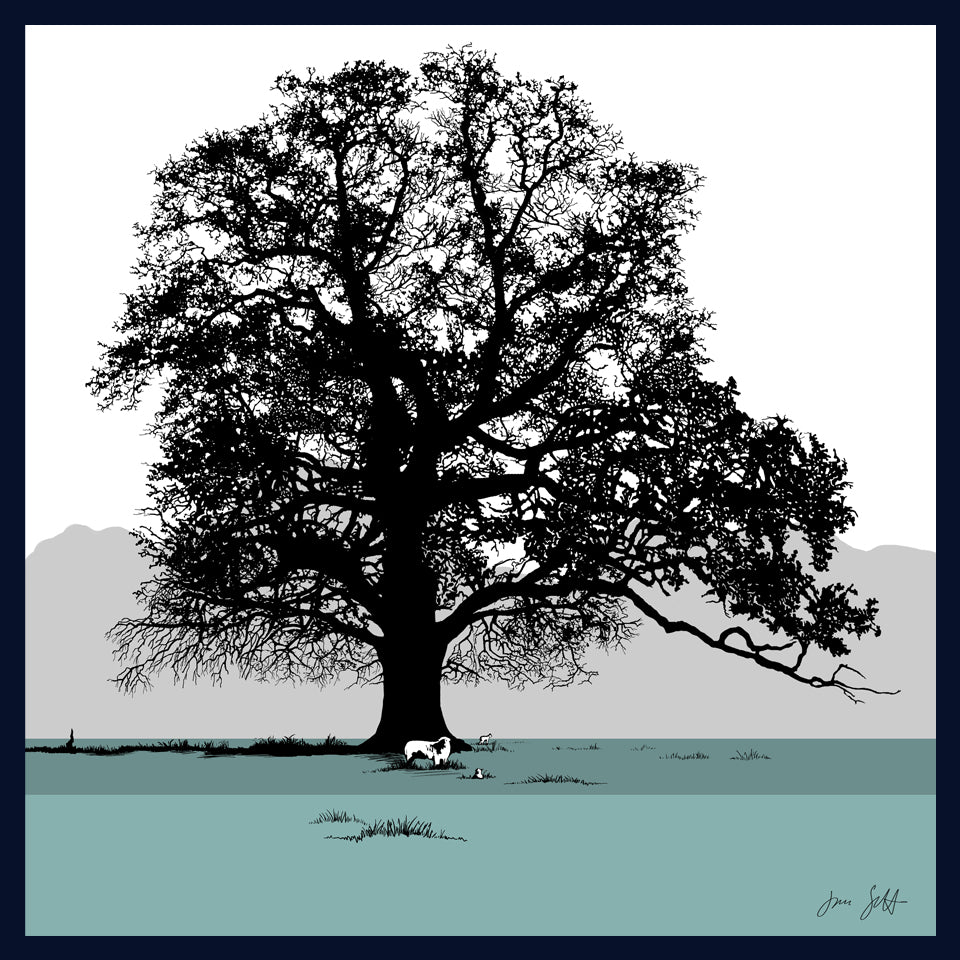 Oak and sheep at Blickling, Norfolk. Fine art print by Jac Scott.