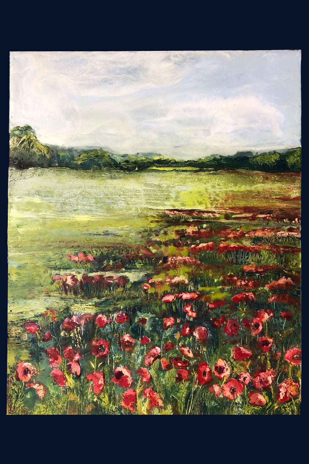 Linear Lands Collection: Poppies, Edgefield, Norfolk. Original Painting
