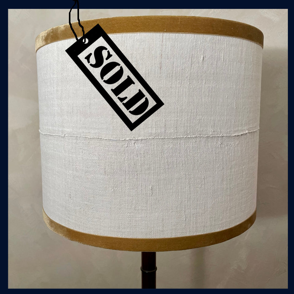 Raw Luxe Collection: Antique Hand Woven Linen Drum Shade with Gold Lining (3)