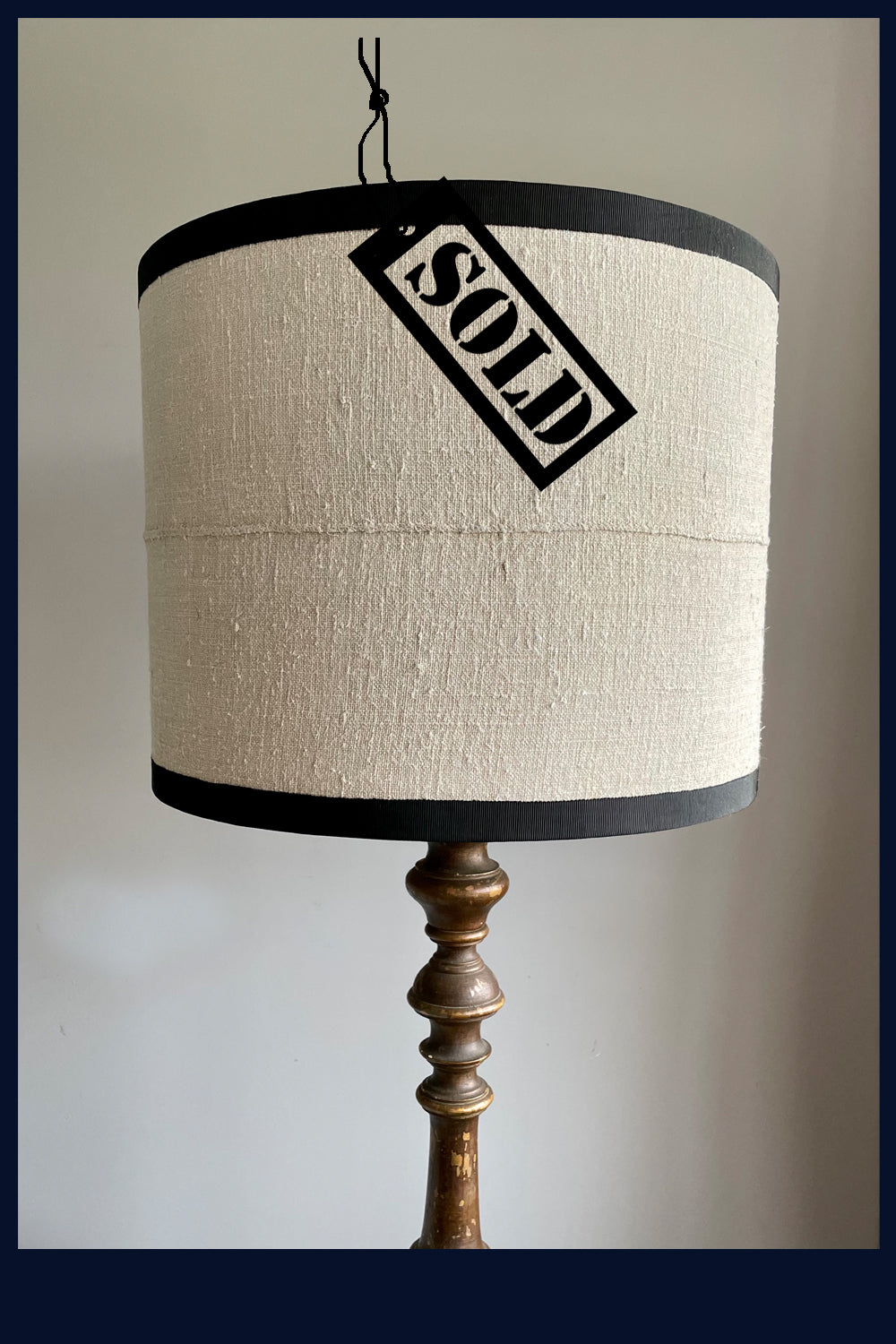 Raw Luxe Collection: Antique Hand Woven Linen Handmade Giant Drum Shade with Gold Lining (1)
