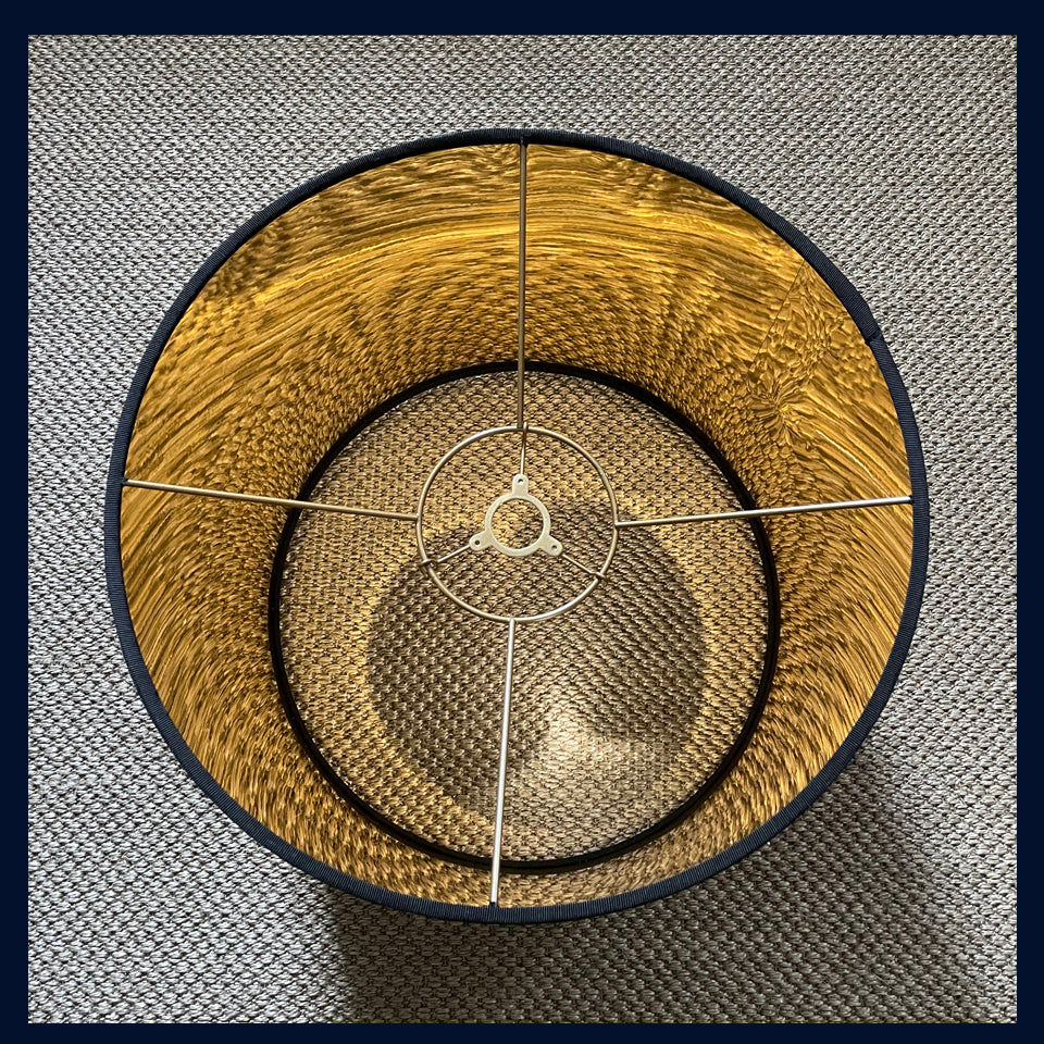 Raw Luxe Collection: Antique Hand Woven Linen Handmade Drum Shade with Gold Lining (2)