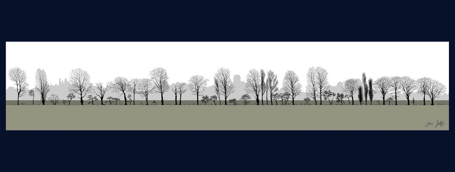 Tree Parade, Tilney All Saints, Norfolk. Fine art print by Jac Scott.