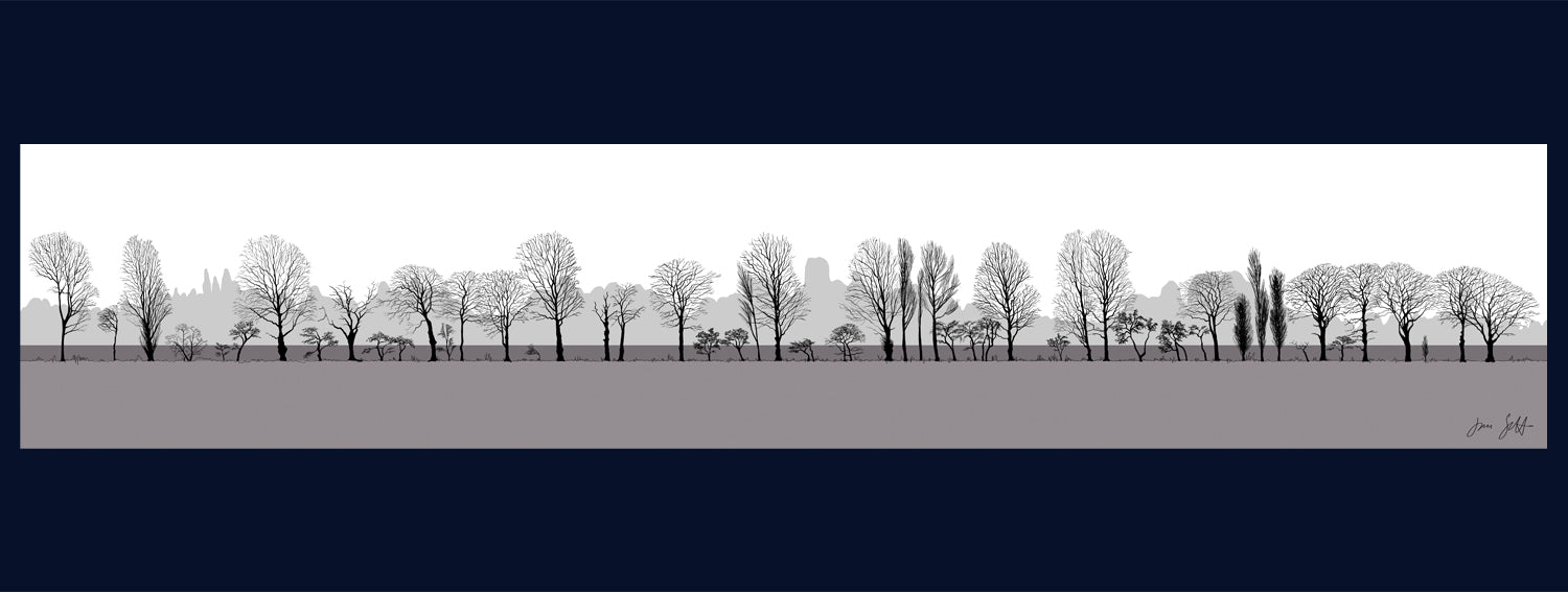 Tree Parade, Tilney All Saints, Norfolk. Fine art print by Jac Scott.