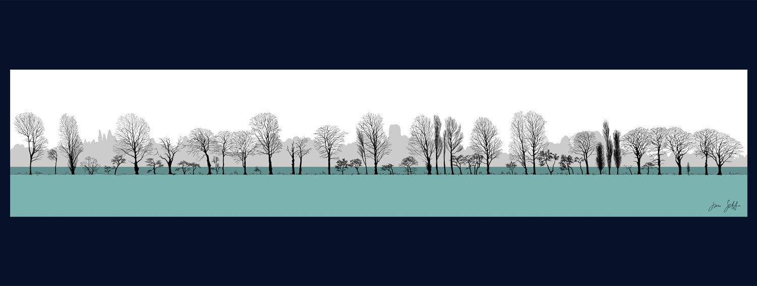 Tree Parade, Tilney All Saints, Norfolk. Framed fine art print by Jac Scott.