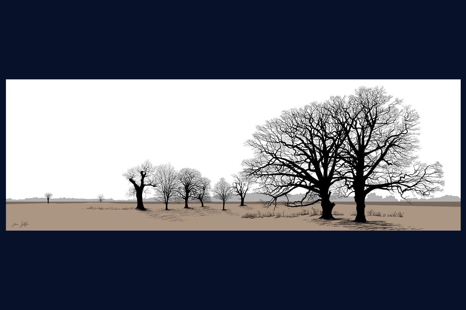 Two Oaks Felbrigg Norfolk. Fine art print by Jack Scott